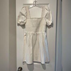 Blue Blush white corduroy smocked mini dress